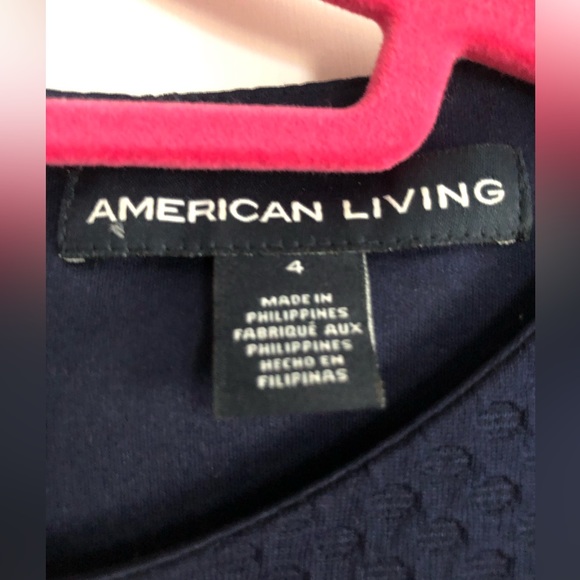 American Living Navy Blue Textured Cap Sleeve Dress Size 4 - Picture 3 of 4